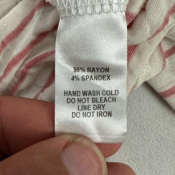 Lulus Womens Striped Off Shoulder Top XL Pink White Casual Lightweight - Picture 4 of 5